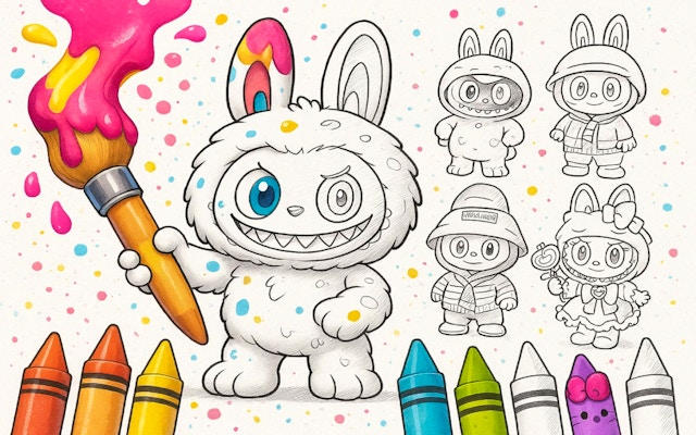 Labubu Doll Coloring Book Game for Kids